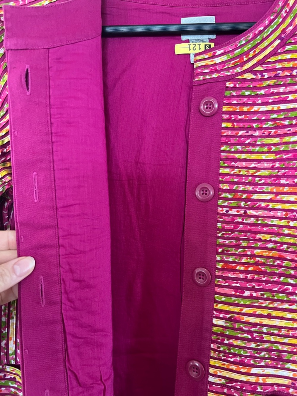 Chico's Fuchsia Multi-Striped Button Jacket - Picture 3 of 8